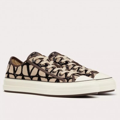 Valentino Totaloop Sneakers in Black Toile Iconographe Fabric TDSS14323