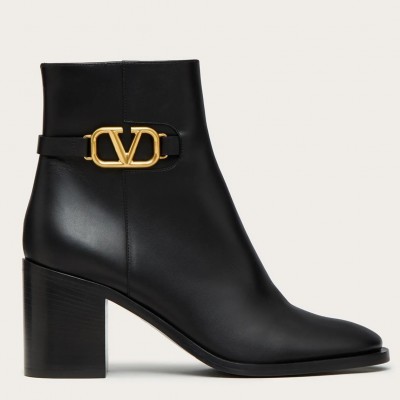 Valentino VLogo Ankle Boots 75mm In Black Leather TDSS14330