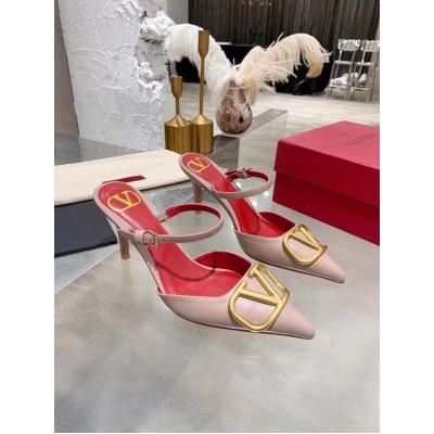 Valentino VLogo Mules 75mm In Poudre Lambskin TDSS14356