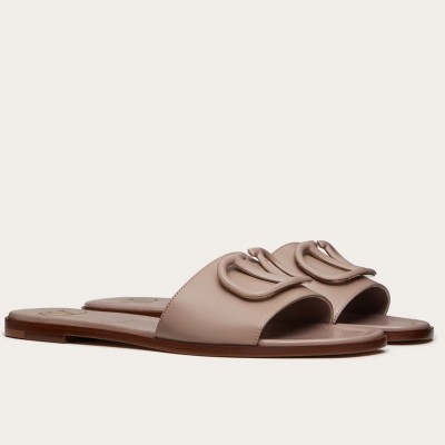 Valentino VLogo Signature Flat Slides In Poudre Calfskin TDSS14361