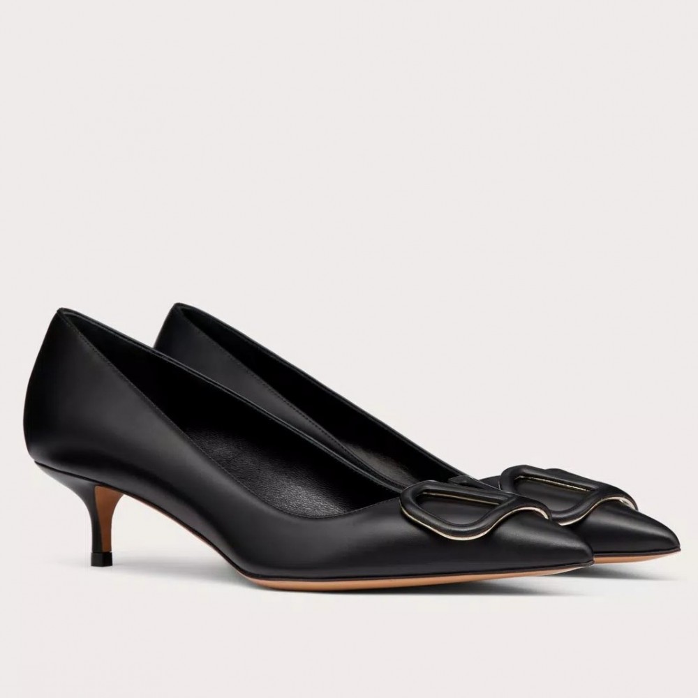 Valentino VLogo Signature Pumps 45mm In Black Calfskin TDSS14363