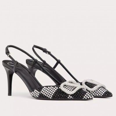 Valentino VLogo Signature Slingback Pumps 80mm with Crystal Chess TDSS14370