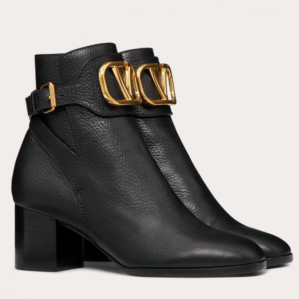 Valentino Vlogo Ankle Boot 60MM In Black Grained Leather TDSS14328