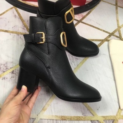 Valentino Vlogo Ankle Boot 60MM In Black Grained Leather TDSS14328