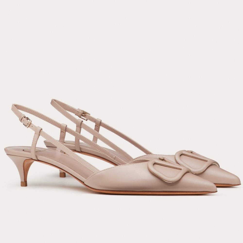 Valentino Vlogo Slingback 40mm Pumps In Poudre Leather TDSS14373