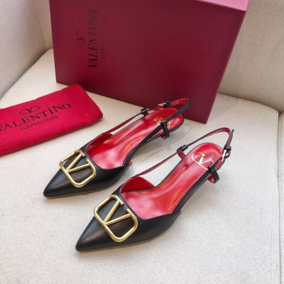 Valentino Vlogo Slingback Pumps 40mm In Black Leather TDSS14376