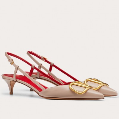 Valentino Vlogo Slingback Pumps 40mm In Poudre Leather TDSS14377