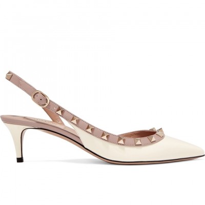 Valentino White Patent Rockstud Slingback Pump 50mm TDSS14387