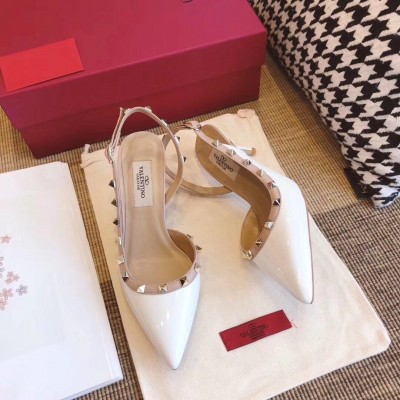 Valentino White Patent Rockstud Slingback Pump 50mm TDSS14387