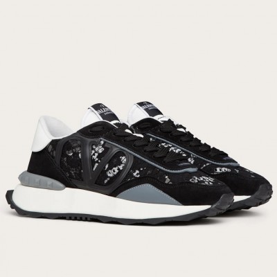 Valentino Lacerunner Sneakers in Black Lace and Mesh TDSS14398