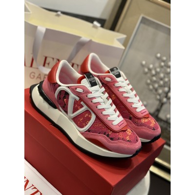 Valentino Lacerunner Sneakers in Pink Lace and Mesh TDSS14399