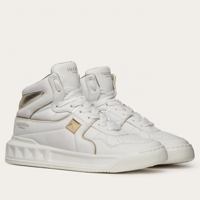 Valentino One Stud High-top Sneakers In White Leather TDSS14401