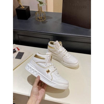 Valentino One Stud High-top Sneakers In White Leather TDSS14401