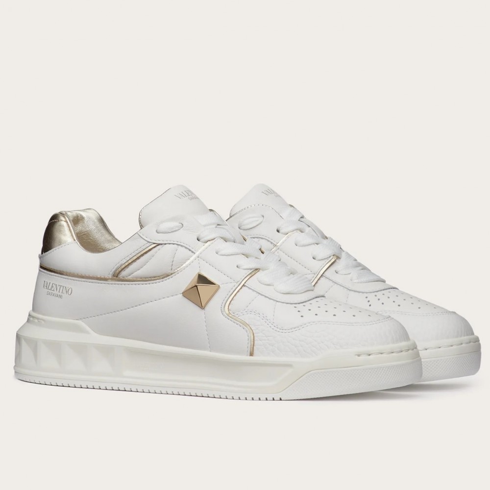 Valentino One Stud Low-top Sneakers In White Leather TDSS14403