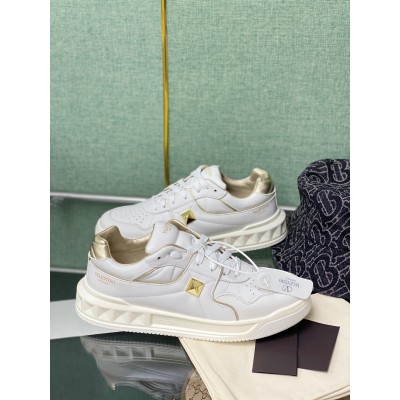 Valentino One Stud Low-top Sneakers In White Leather TDSS14403