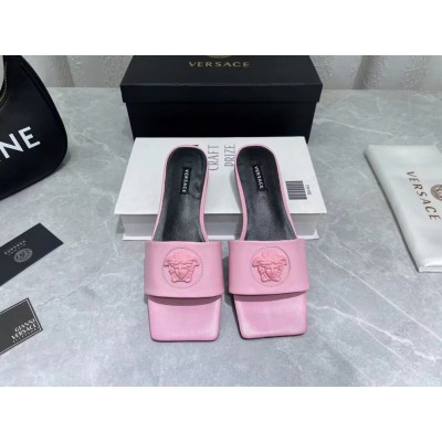 Versace La Medusa Slides In Pink Calfskin TDSS14431