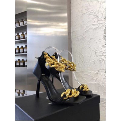 Versace Medusa Chain Sandals 110mm In Black Leather TDSS14437