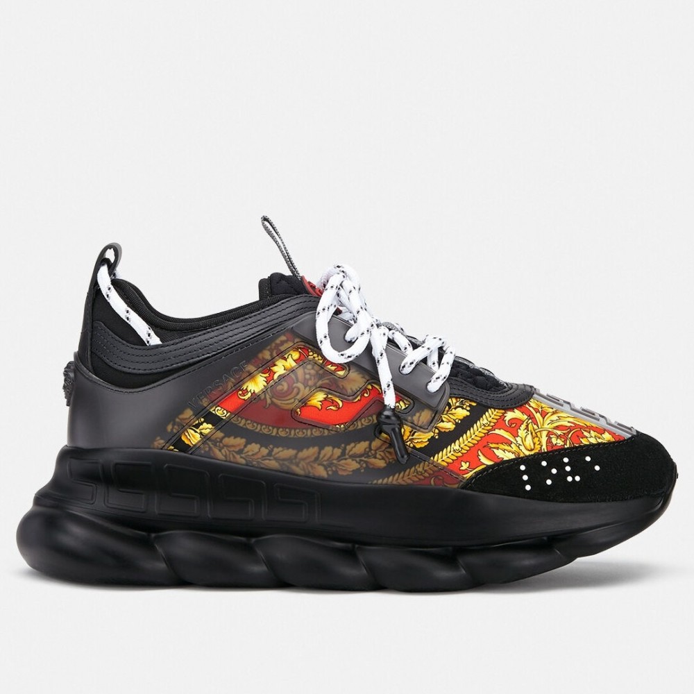 Versace Black Chain Reaction Sneakers With Baroque Print TDSS14442