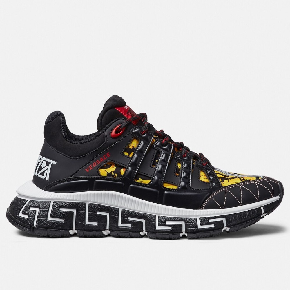 Versace Black Trigreca Sneakers With Barocco Print TDSS14445