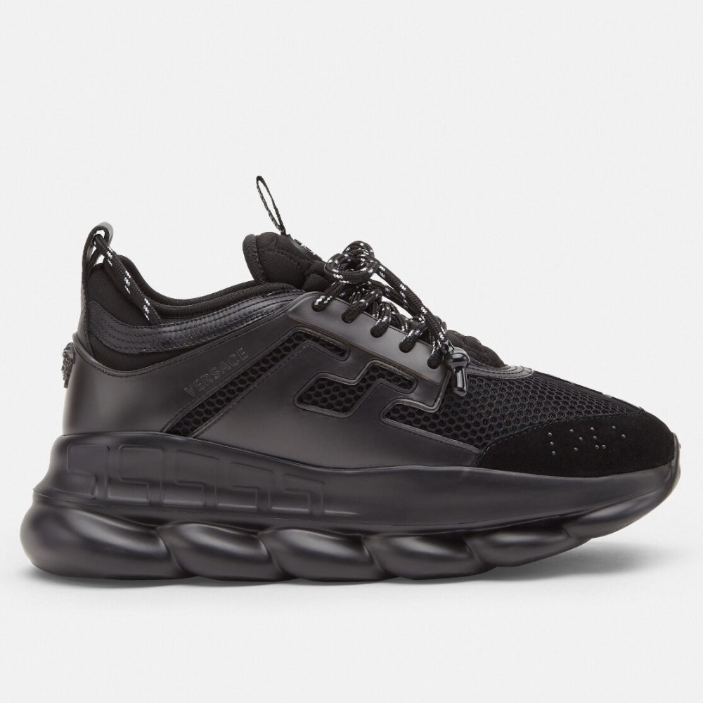 Versace Chain Reaction Sneakers In Black Mesh TDSS14447