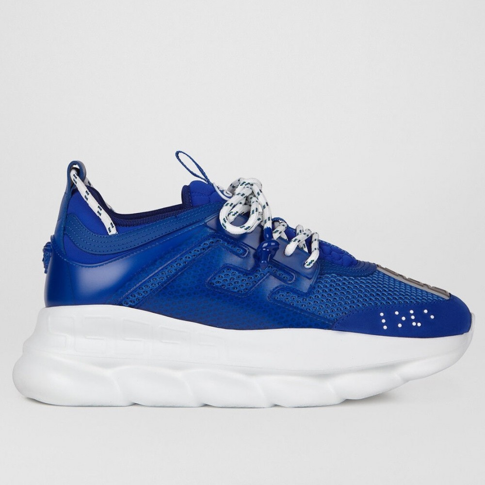 Versace Chain Reaction Sneakers In Blue Mesh TDSS14448