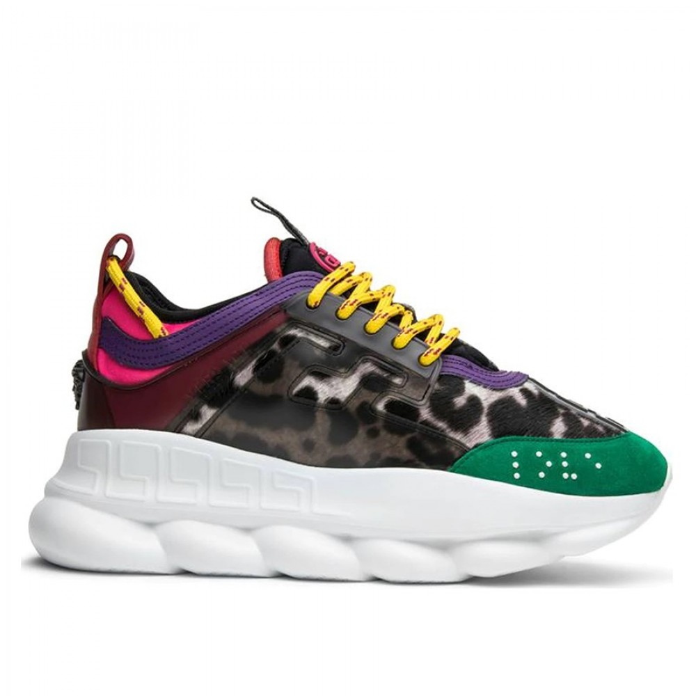 Versace Multicolour Chain Reaction Sneakers With Leopard Print TDSS14451