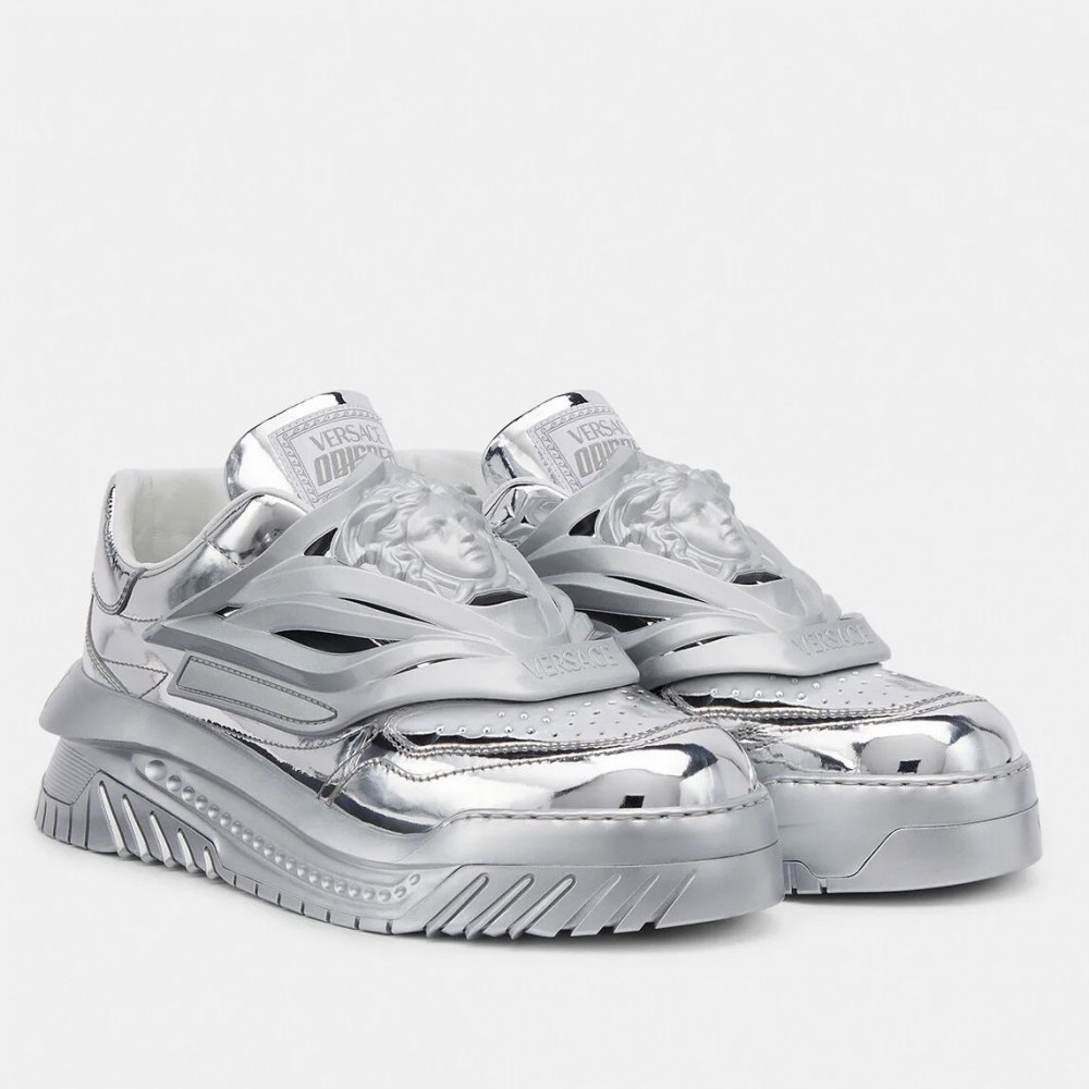 Versace Odissea Sneakers In Silver Leather TDSS14456